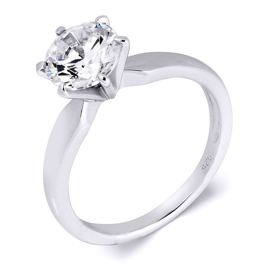 925 Sterling Silver CZ Brilliant Solitaire Wedding Band Ring 1.0 CT
