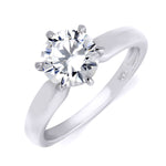 925 Sterling Silver CZ Brilliant Solitaire Wedding Band Ring 1.0 CT