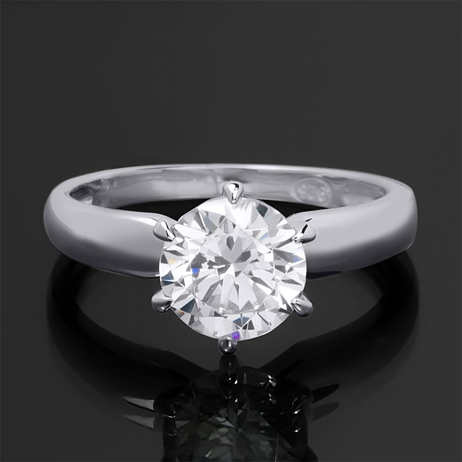 925 Sterling Silver CZ Brilliant Solitaire Wedding Band Ring 1.0 CT