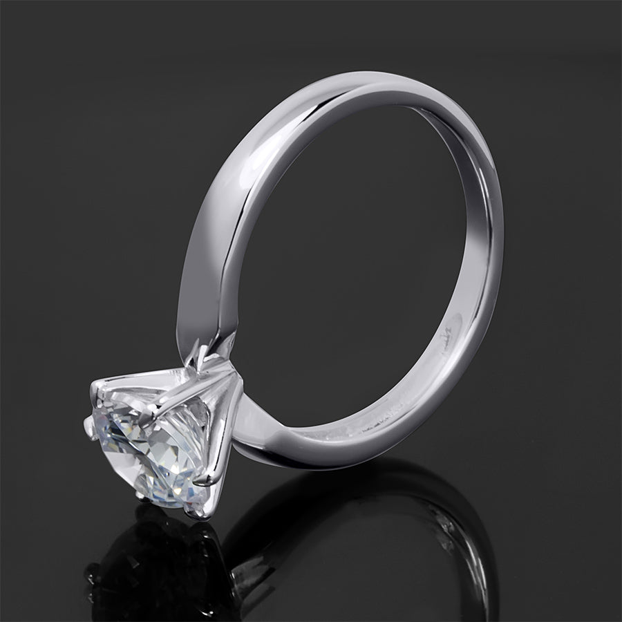 925 Sterling Silver CZ Brilliant Solitaire Wedding Band Ring 1.0 CT