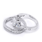 Sterling Silver Womens CZ Princess Cut 4.5 Carat Wedding Ring Set
