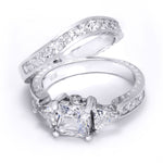 Sterling Silver Womens CZ Princess Cut 4.5 Carat Wedding Ring Set