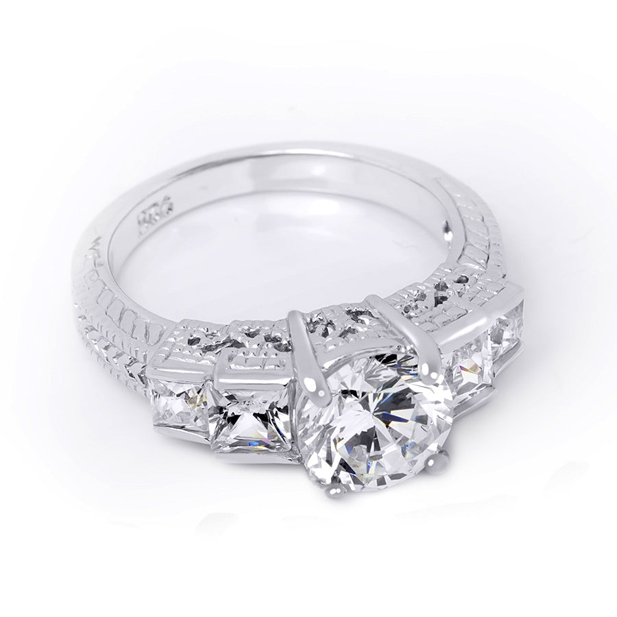 Antique Style Sterling Silver Engagement Ring 2.75 Carats