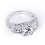 Antique Style Sterling Silver Engagement Ring 2.75 Carats