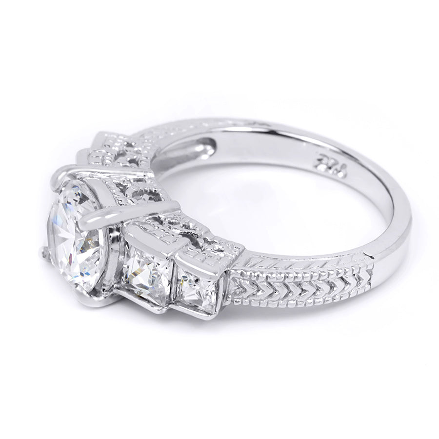 Antique Style Sterling Silver Engagement Ring 2.75 Carats