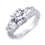 Antique Style Sterling Silver Engagement Ring 2.75 Carats