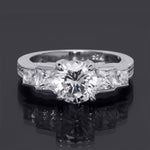 Antique Style Sterling Silver Engagement Ring 2.75 Carats