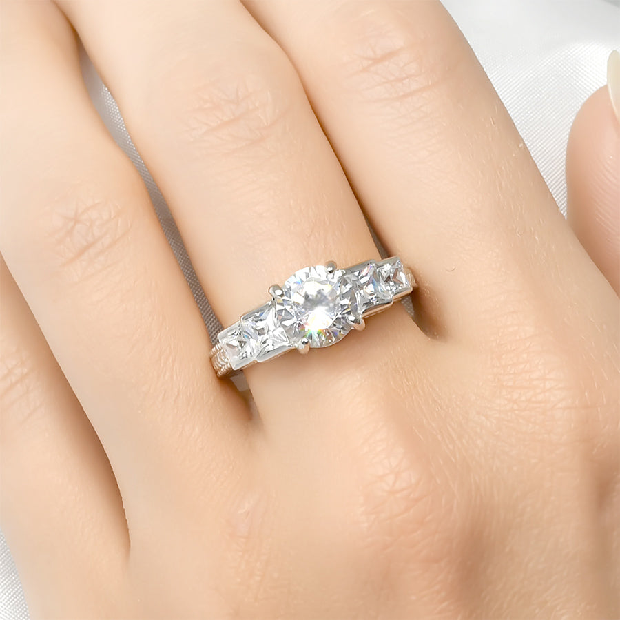 Antique Style Sterling Silver Engagement Ring 2.75 Carats