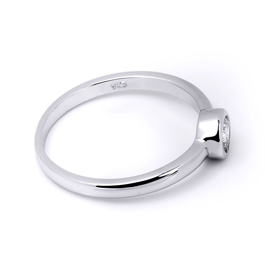 Elegant Single Stone 0.20 CT Promise Ring Wedding BAND Sterling Silver