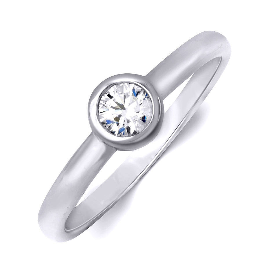 Elegant Single Stone 0.20 CT Promise Ring Wedding BAND Sterling Silver
