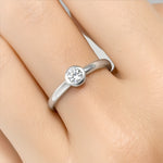 Elegant Single Stone 0.20 CT Promise Ring Wedding BAND Sterling Silver