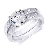 1.25 CT Round Cut Wedding Band Engagement Ring Set Sterling Silver