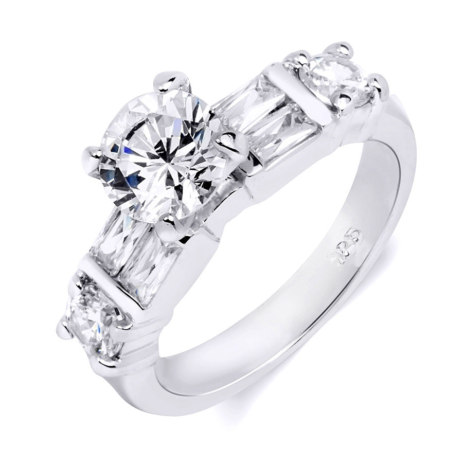2.25 Carat Sterling Silver Round Cut Bridal Engagement Ring