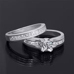 Womens Brilliant 1.5 Carat CZ Princess Cut Wedding Ring Set Silver