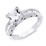 1.3 CT Sterling Silver Princess Cut Channel Set Wedding Ring