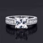 1.3 CT Sterling Silver Princess Cut Channel Set Wedding Ring
