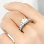 1.3 CT Sterling Silver Princess Cut Channel Set Wedding Ring