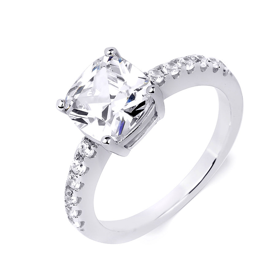 3.1 Carat Womens Engagement Ring Cushion Cut Sterling Silver