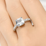 3.1 Carat Womens Engagement Ring Cushion Cut Sterling Silver