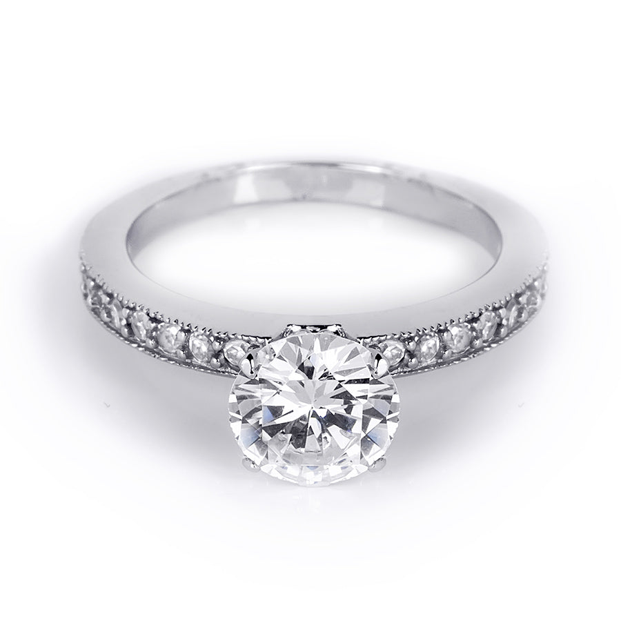 1.00 CT Solid Sterling Silver Round Cut Engagement Ring