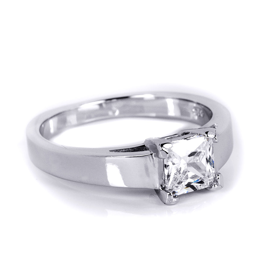 1.00 CT Princess Cut Solitaire Engagement Ring Platinum Sterling Silver