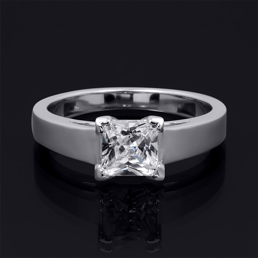 1.00 CT Princess Cut Solitaire Engagement Ring Platinum Sterling Silver
