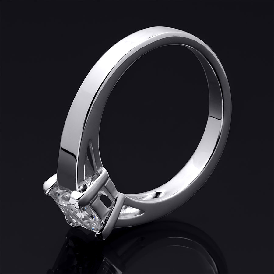 1.00 CT Princess Cut Solitaire Engagement Ring Platinum Sterling Silver