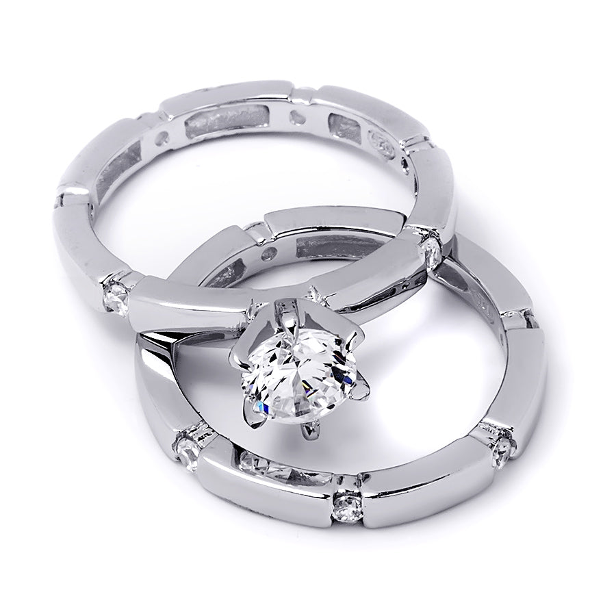 0.5 CT Sterling Silver Wedding Engagement RING Set