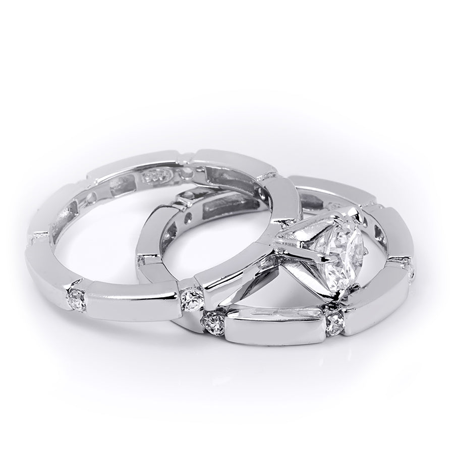 0.5 CT Sterling Silver Wedding Engagement RING Set