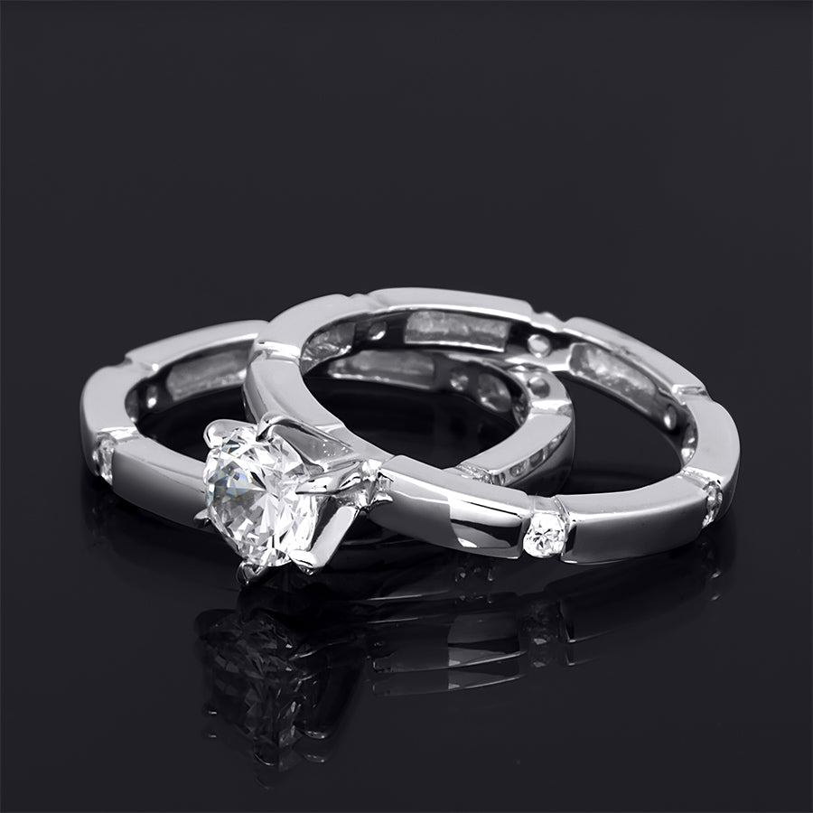 0.5 CT Sterling Silver Wedding Engagement RING Set
