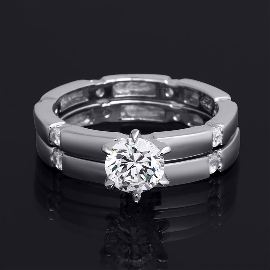 0.5 CT Sterling Silver Wedding Engagement RING Set