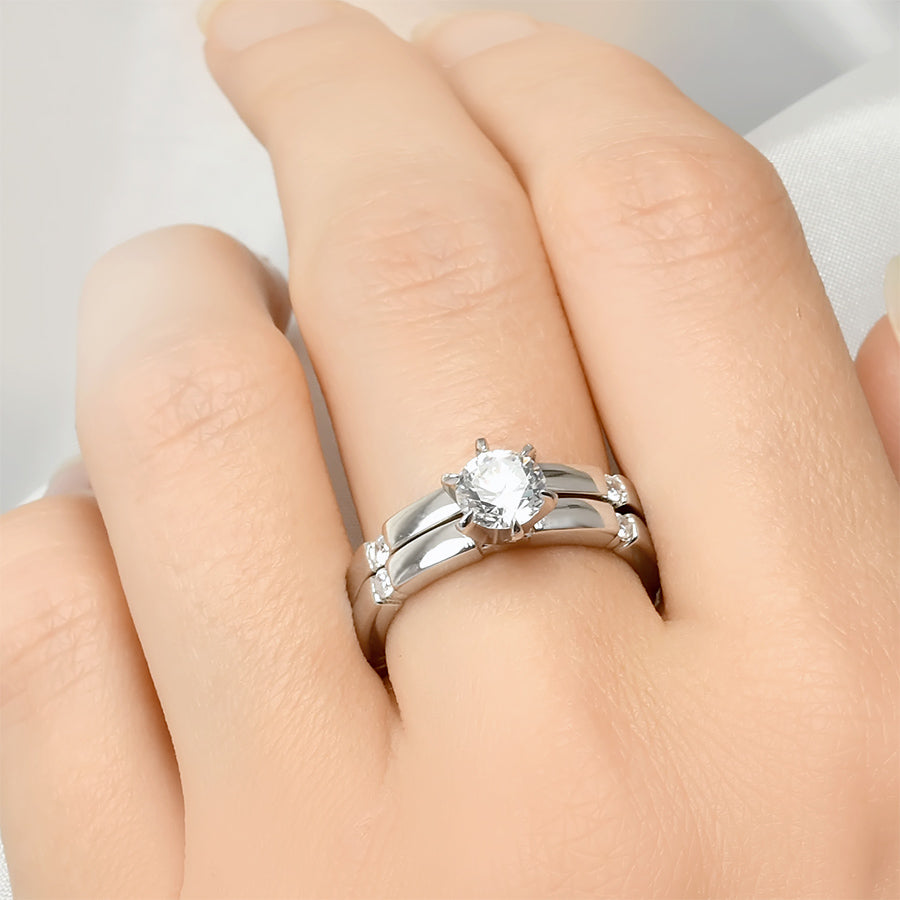 0.5 CT Sterling Silver Wedding Engagement RING Set
