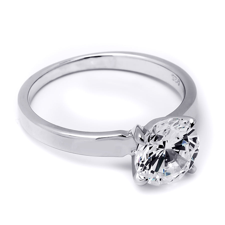 2.00 CT Sterling Silver CZ Brilliant Solitaire Wedding Ring