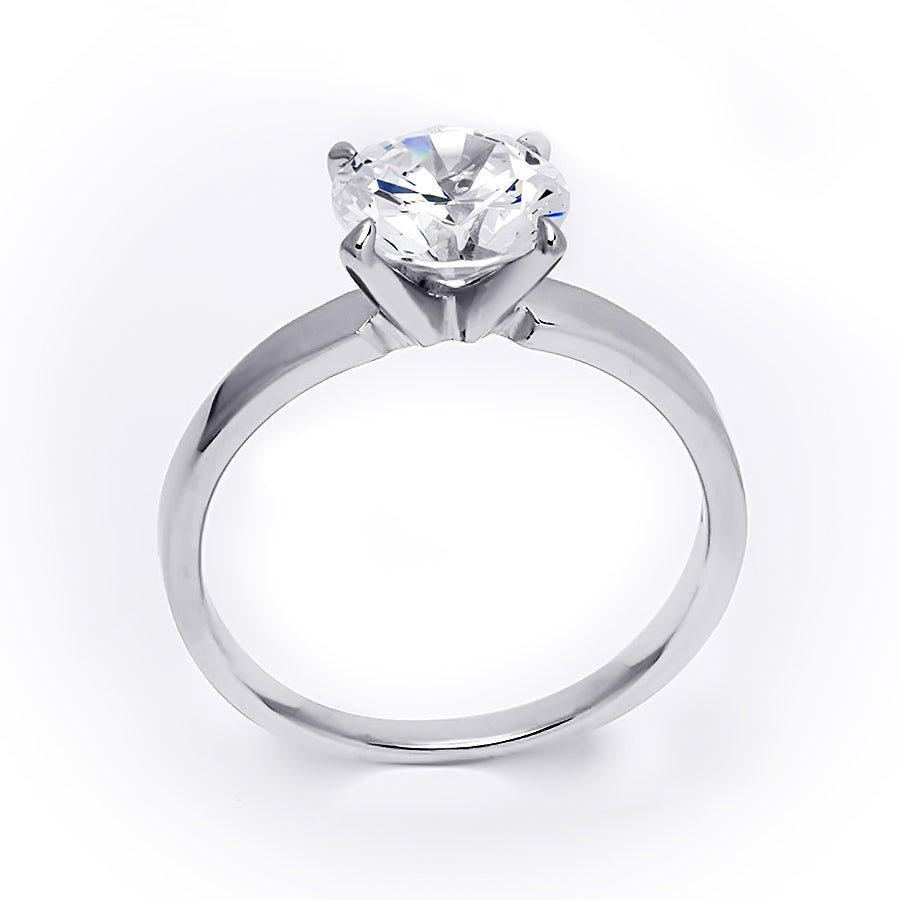 2.00 CT Sterling Silver CZ Brilliant Solitaire Wedding Ring