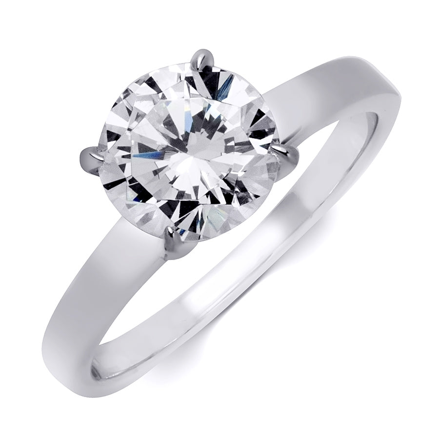 2.00 CT Sterling Silver CZ Brilliant Solitaire Wedding Ring