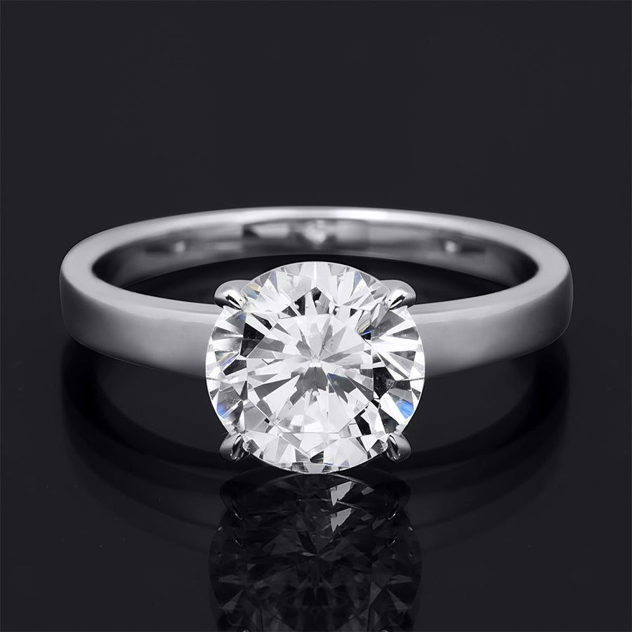 2.00 CT Sterling Silver CZ Brilliant Solitaire Wedding Ring