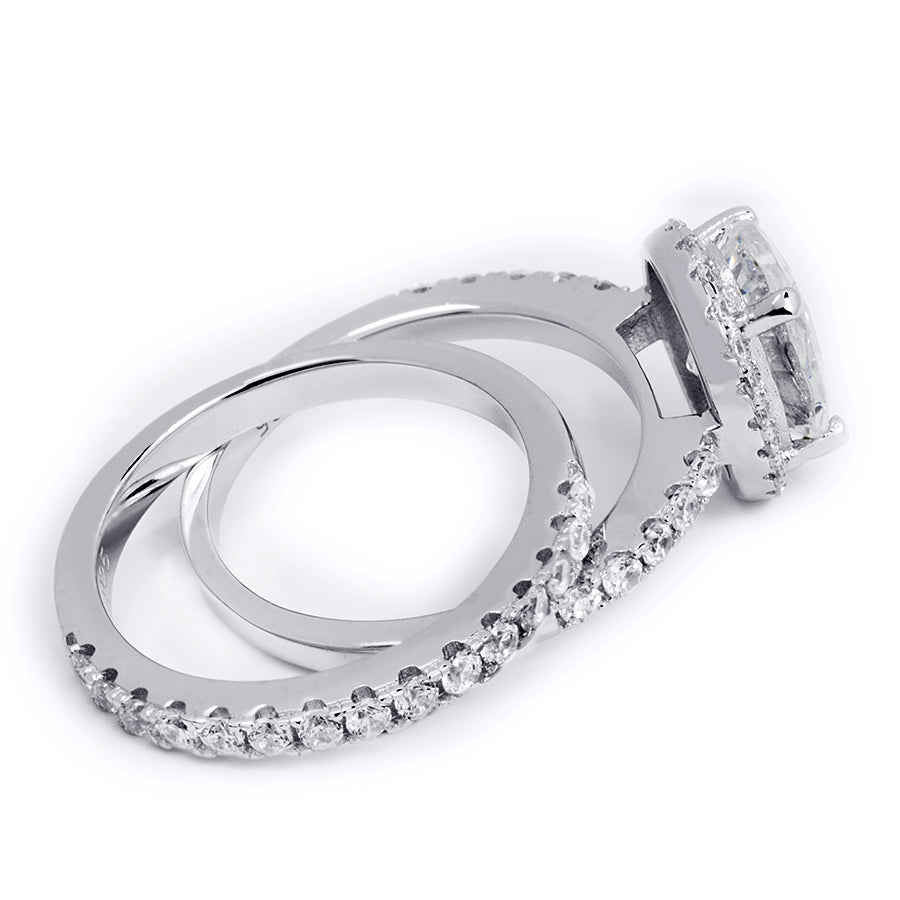 3.5 Carat Wedding BAND Engagement RING Set Oval Cut Sterling Silver
