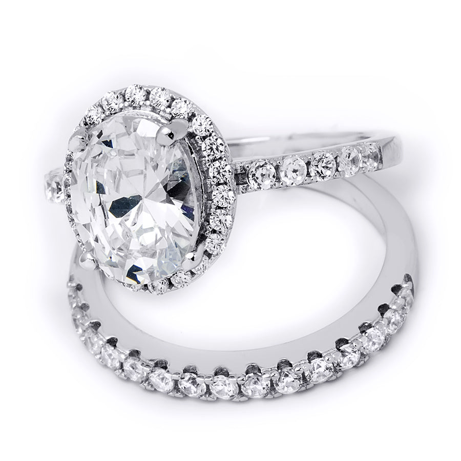 3.5 Carat Wedding BAND Engagement RING Set Oval Cut Sterling Silver