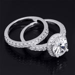 3.5 Carat Wedding BAND Engagement RING Set Oval Cut Sterling Silver