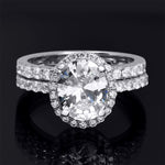 3.5 Carat Wedding BAND Engagement RING Set Oval Cut Sterling Silver