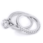 1.5 Carat Round Cut Sterling Silver Wedding BAND Engagement RING Set