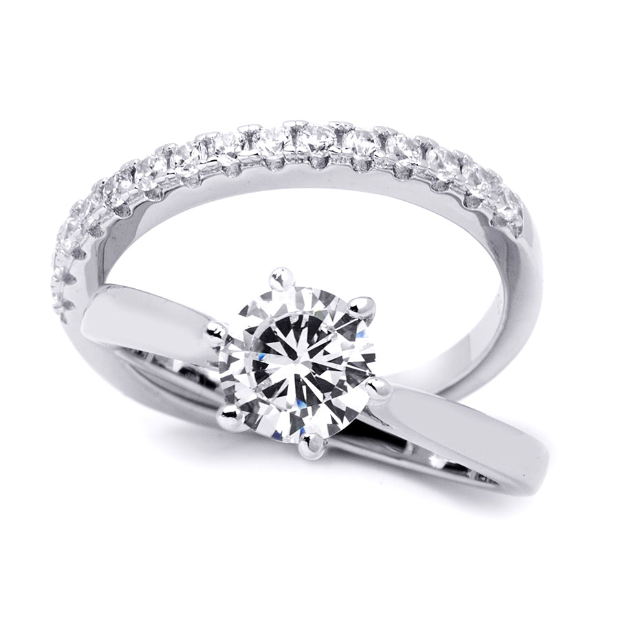 1.5 Carat Round Cut Sterling Silver Wedding BAND Engagement RING Set