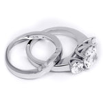 Womens Delicate 3-Stone Ring Classic 3.0 CT Bridal Set Sterling Silver