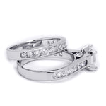 Womens 2.75 Carat Wedding Band Bridal Ring Set Princess Cut Silver
