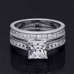 Womens 2.75 Carat Wedding Band Bridal Ring Set Princess Cut Silver