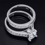 Womens 2.75 Carat Wedding Band Bridal Ring Set Princess Cut Silver