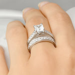 Womens 2.75 Carat Wedding Band Bridal Ring Set Princess Cut Silver