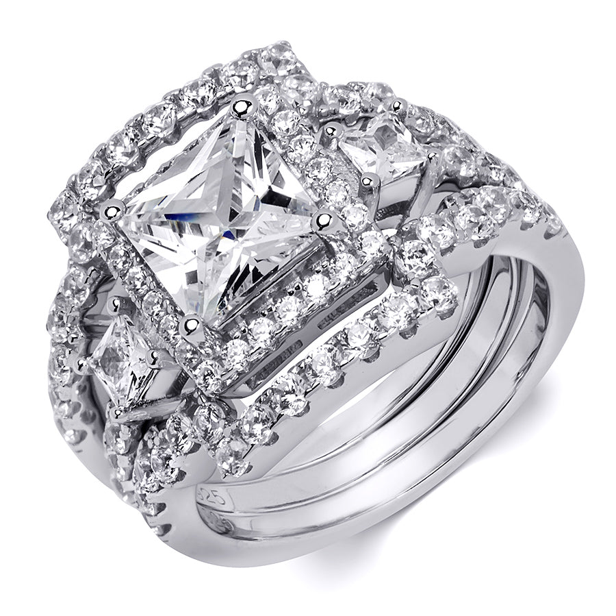4.0 Carat CZ Womens 3 Pcs Wedding Band Engagement Ring Set Sterling Silver 8.5 by MayaMila, image size:900x899