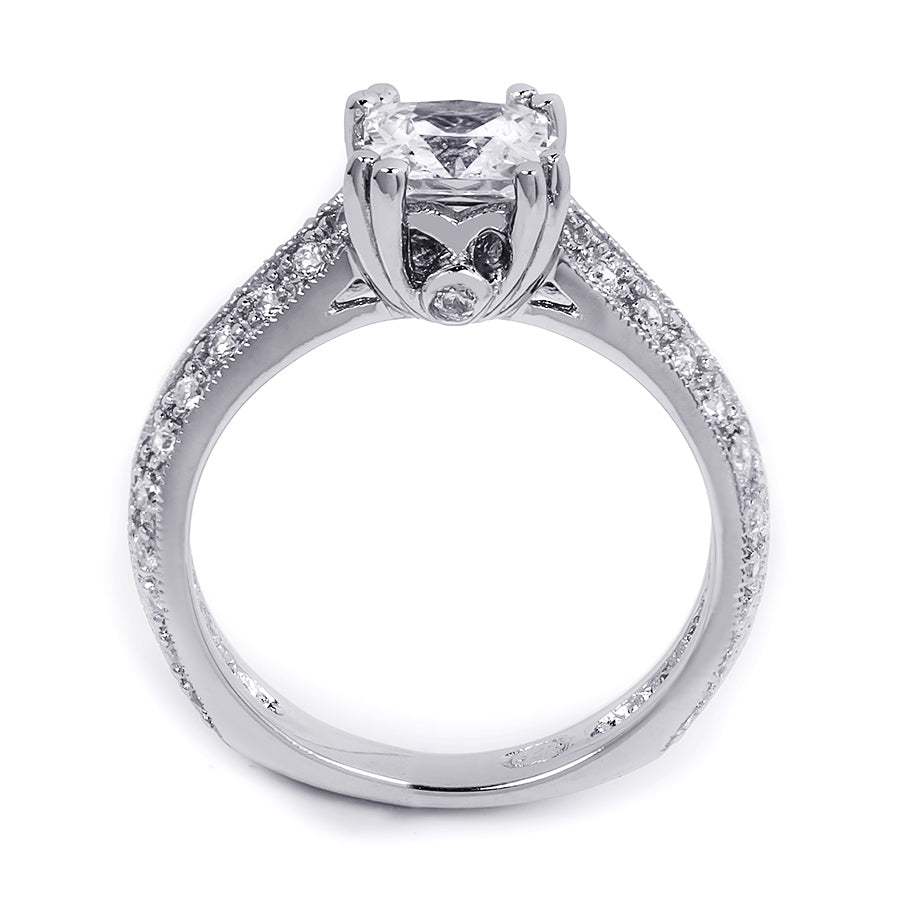1.5 CT Sterling Silver Princess Cut Engagement Ring
