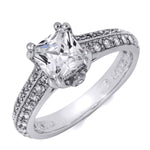 1.5 CT Sterling Silver Princess Cut Engagement Ring
